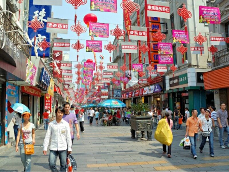 A shopping street in Wenzhou, China