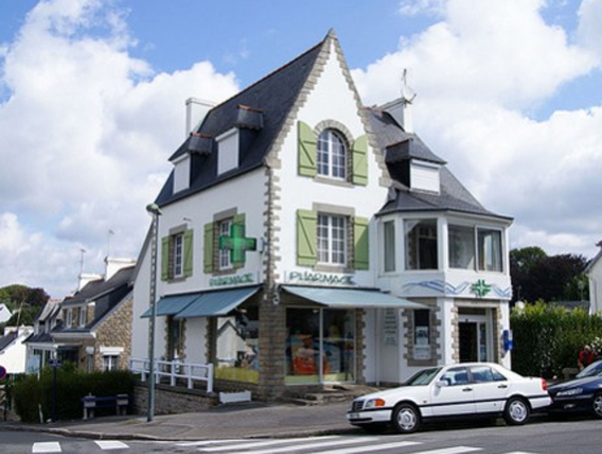 A small-town pharmacy in Brittany