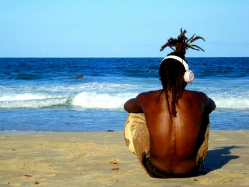 A sunny evening by the beach in Itacare, Brazil