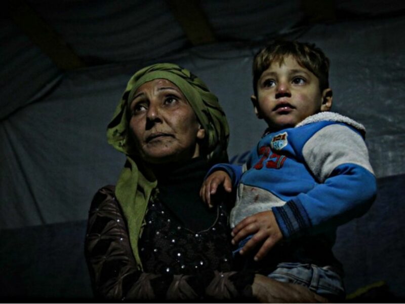 A Syrian mother and her son in a Lebanese refugee camp.
