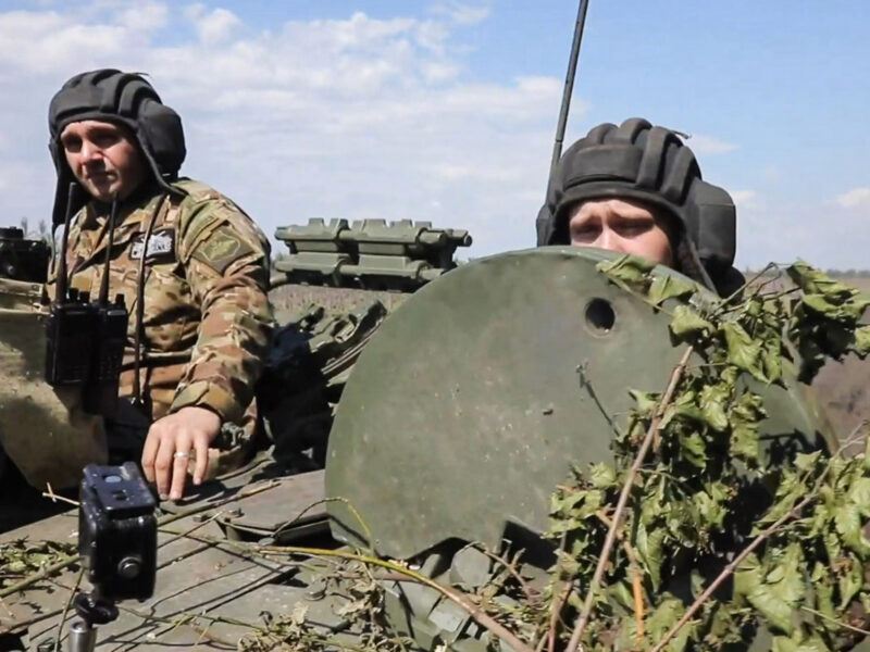A T-80BVM tank crew of the Russian Western Military District performs a combat task in the direction of Kupyansk.