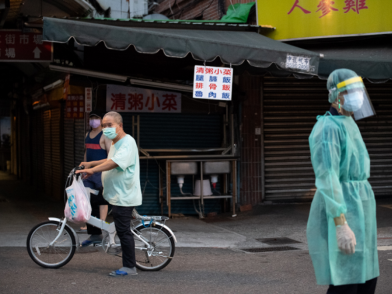 A testing site in Taipei's Wanhua District