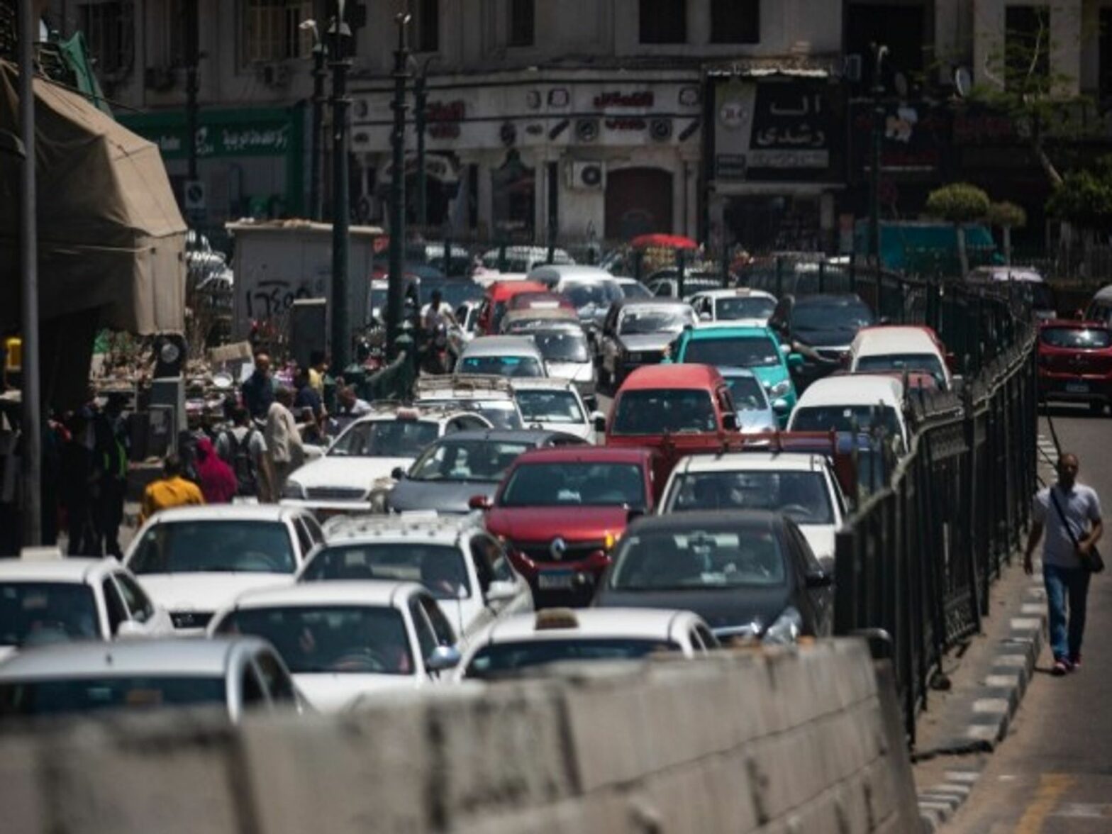 A traffic jam along al-Azhar street in Cairo.