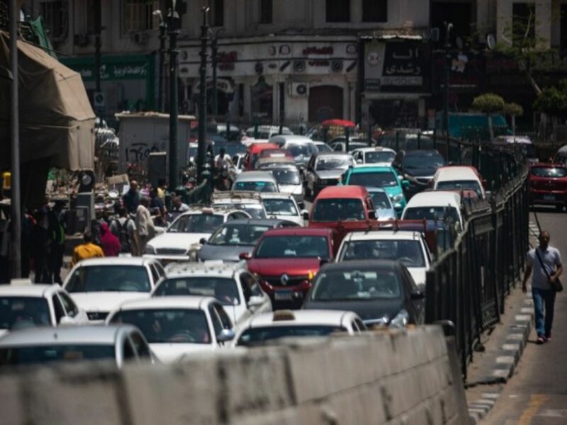 A traffic jam along al-Azhar street in Cairo.