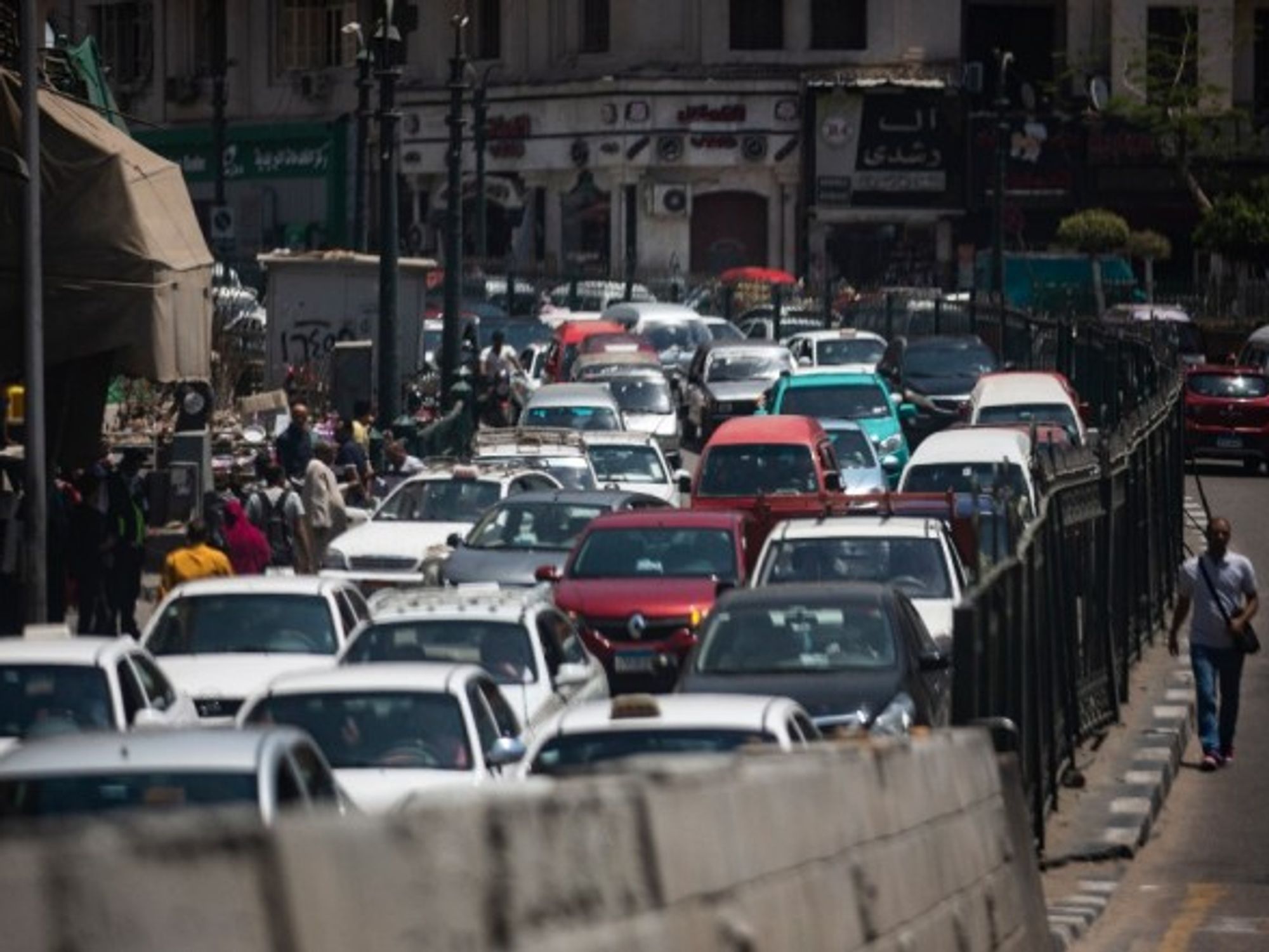 A traffic jam along al-Azhar street in Cairo.