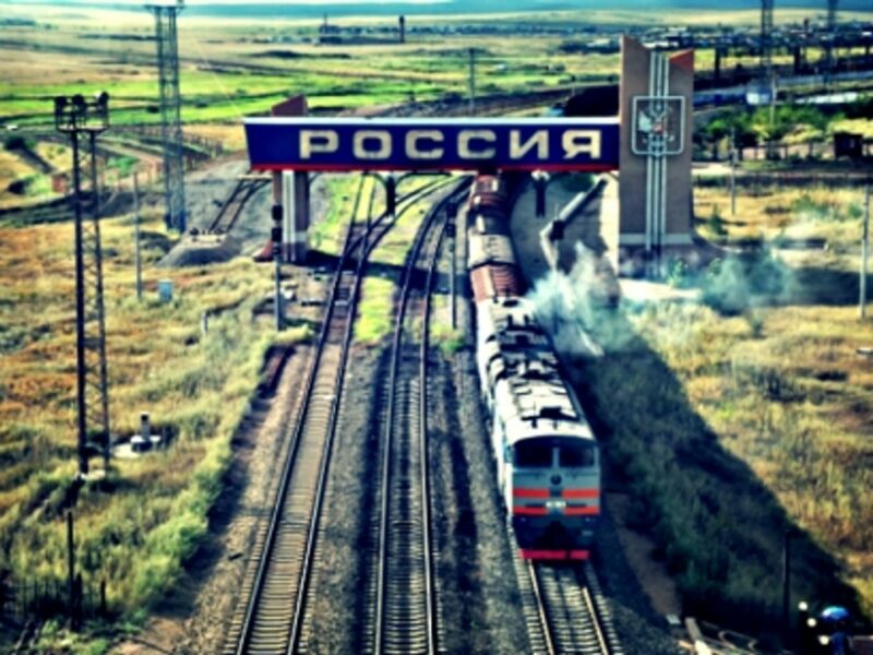 A train on the Trans-Siberian Railway