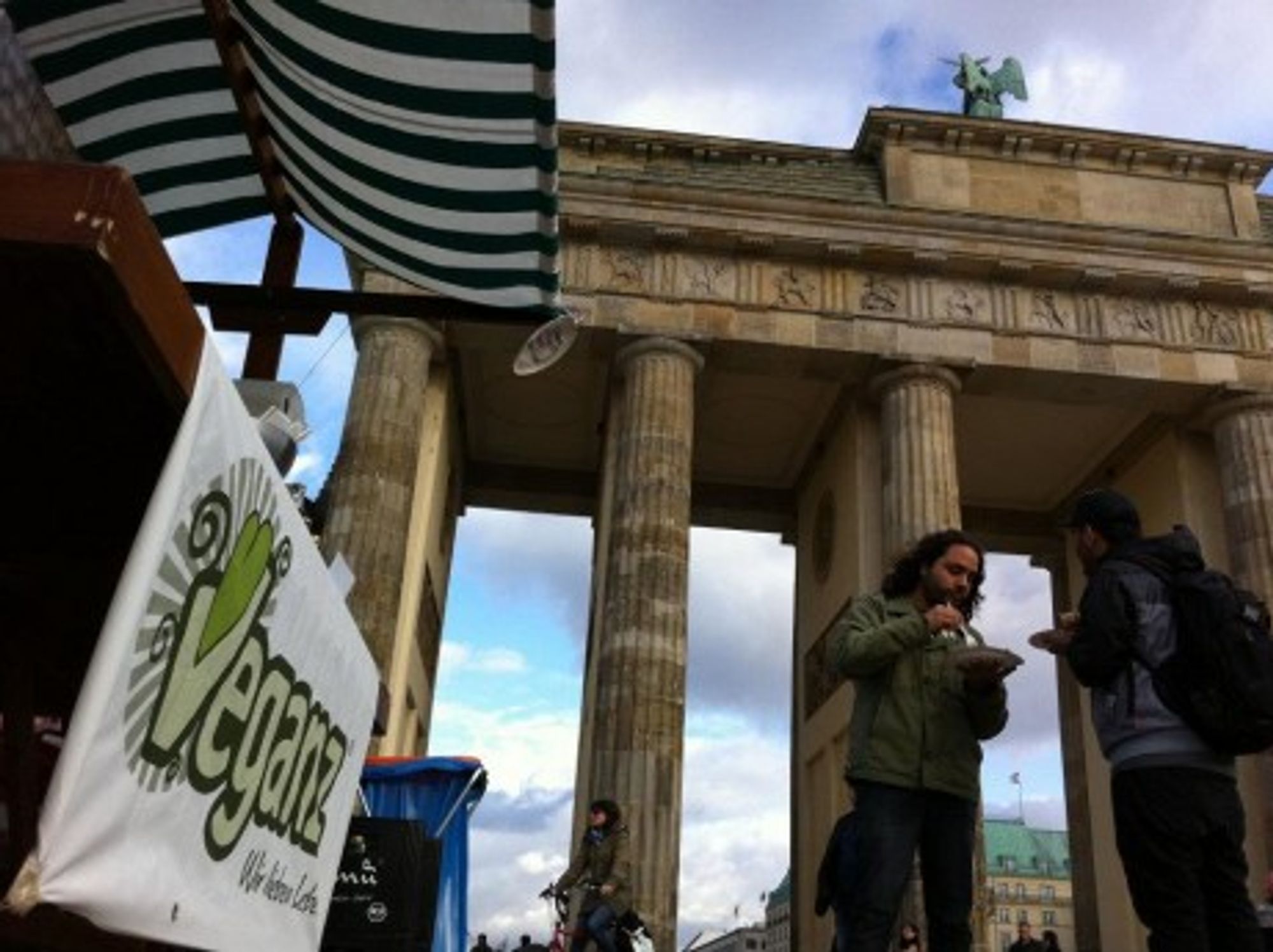 A Veganz publicity stand by the Brandenburg Gate