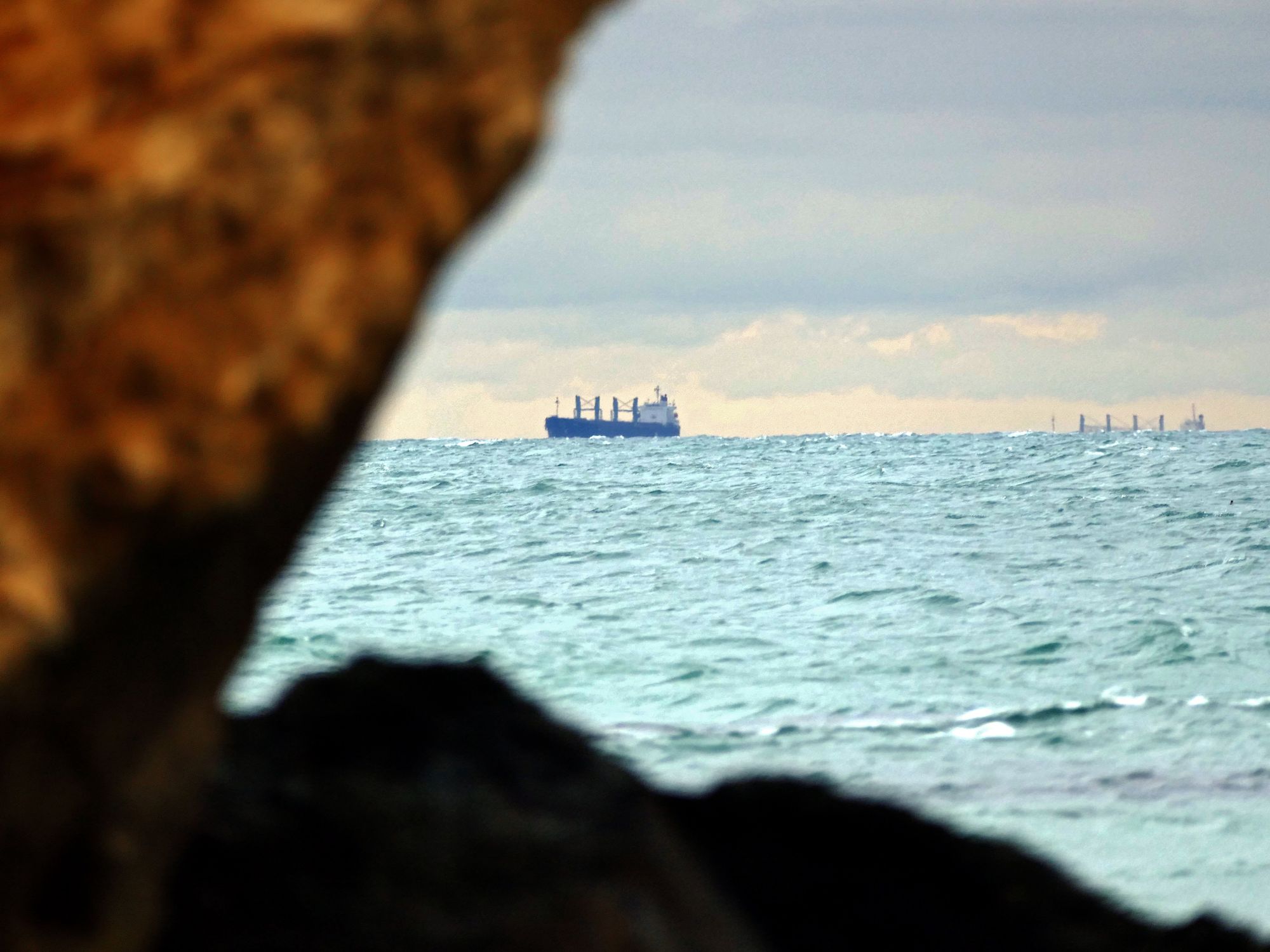 A vessel sails within the ''grain corridor'', Odesa, southern Ukraine.