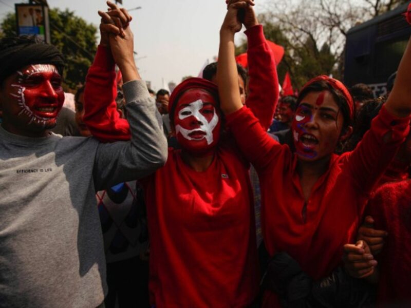 A victory rally following the Supreme Court’s decision to order the reinstatement of the Parliament in Kathmandu