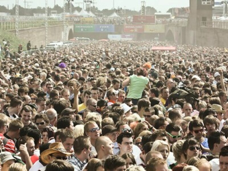 A view of the dangerously packed crowd at the 2010 Love Parade