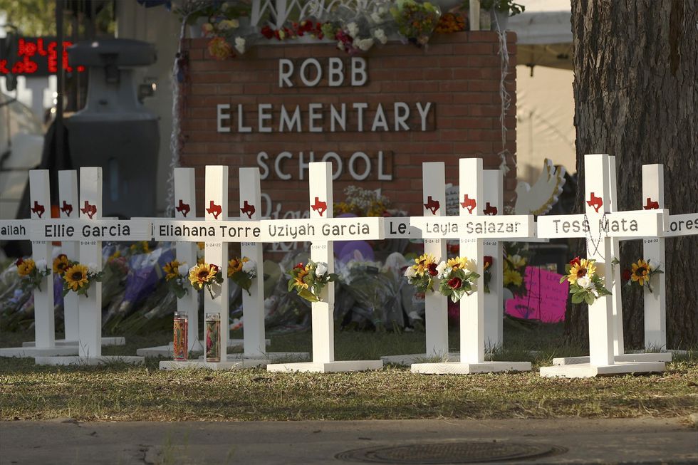 A view on the Robb Elementary School in Uvalde, where 19 children and two teachers were killed