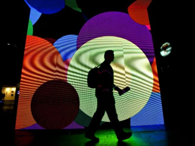 A visitor attending the ArteBA, the most important contemporary art show in Argentina, in Buenos Aires in 2013.
