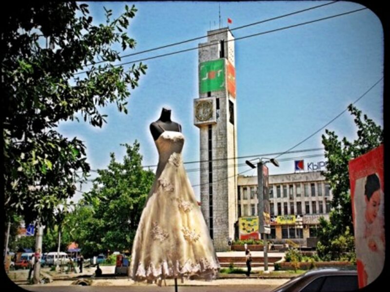 A wedding dress in Kyrgyzstan's capital Bishkek