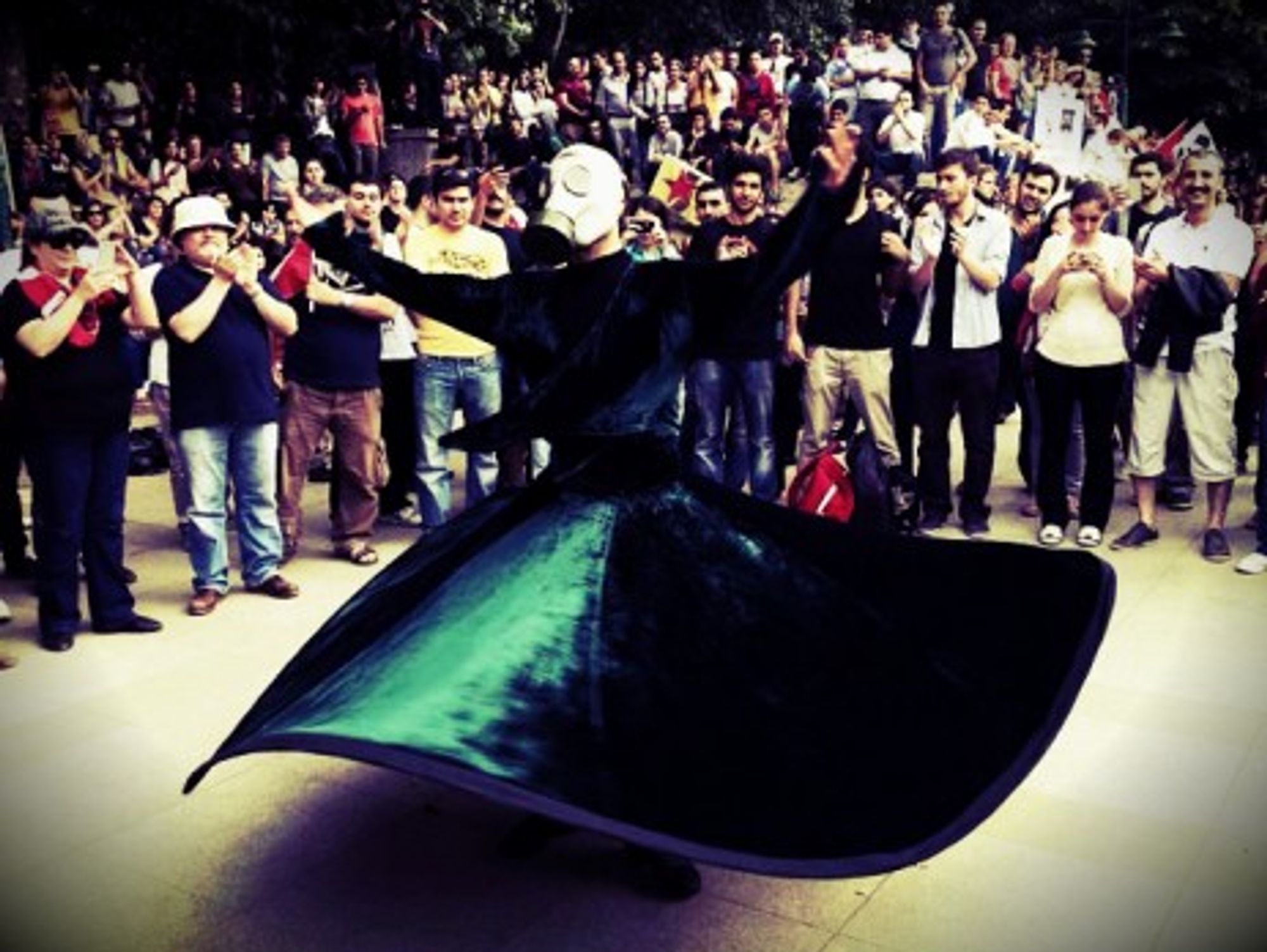 A whirling sufi protesting in Ankara on June 2