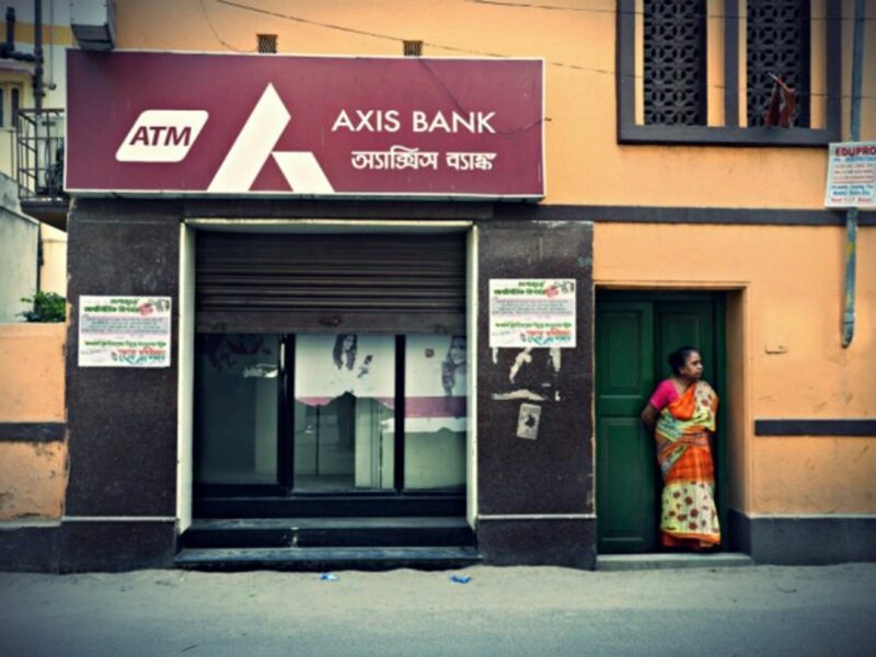 A woman and a bank in Kolkata