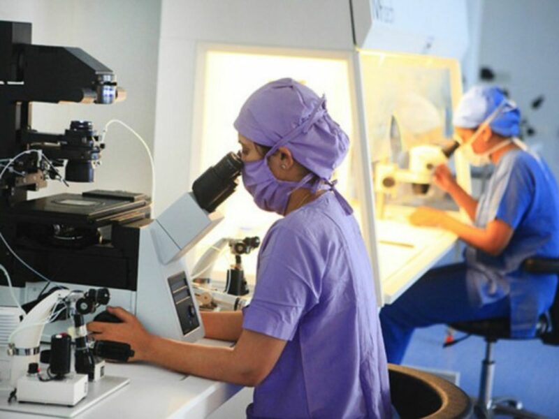 A Woman at Work in the Fertization Lab at Akanksha Hospital & Research Centre at Gujarat.