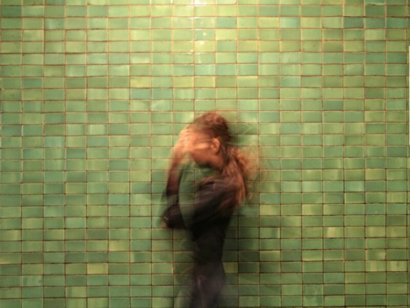 A woman in a Khreschatyk metro station in Ukraine