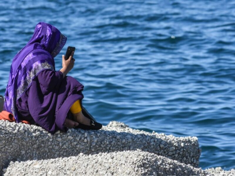 A woman on the Foro Italico in Palermo, Italy