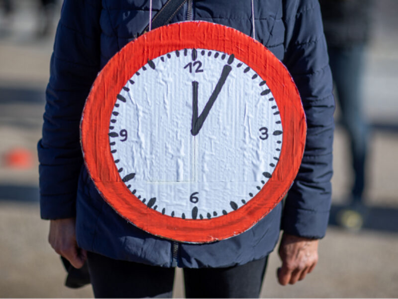 A woman protests against COVID restrictions in Schwerin, Germany, in April 2021.