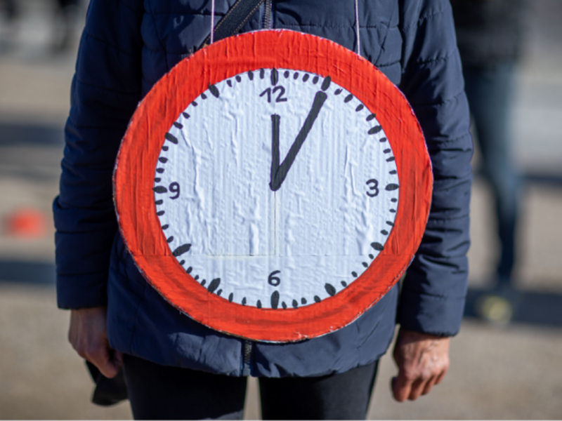 A woman protests against COVID restrictions in Schwerin, Germany, in April 2021.