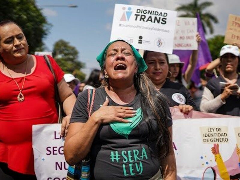 A woman wears a T-shirt in support of the right to abortion during a rally on International Women's Day.