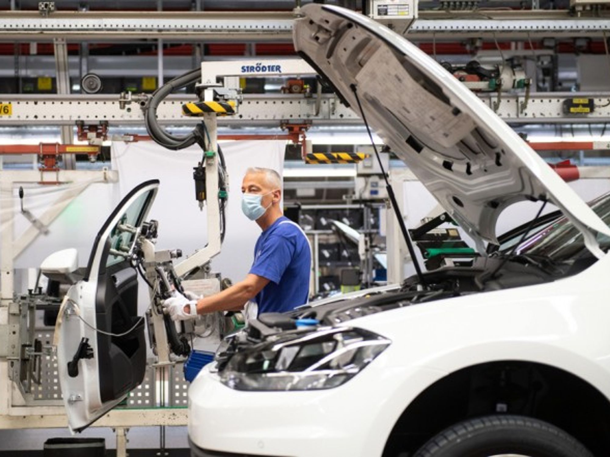 A worker at Volkswagen's Wolfsburg factory
