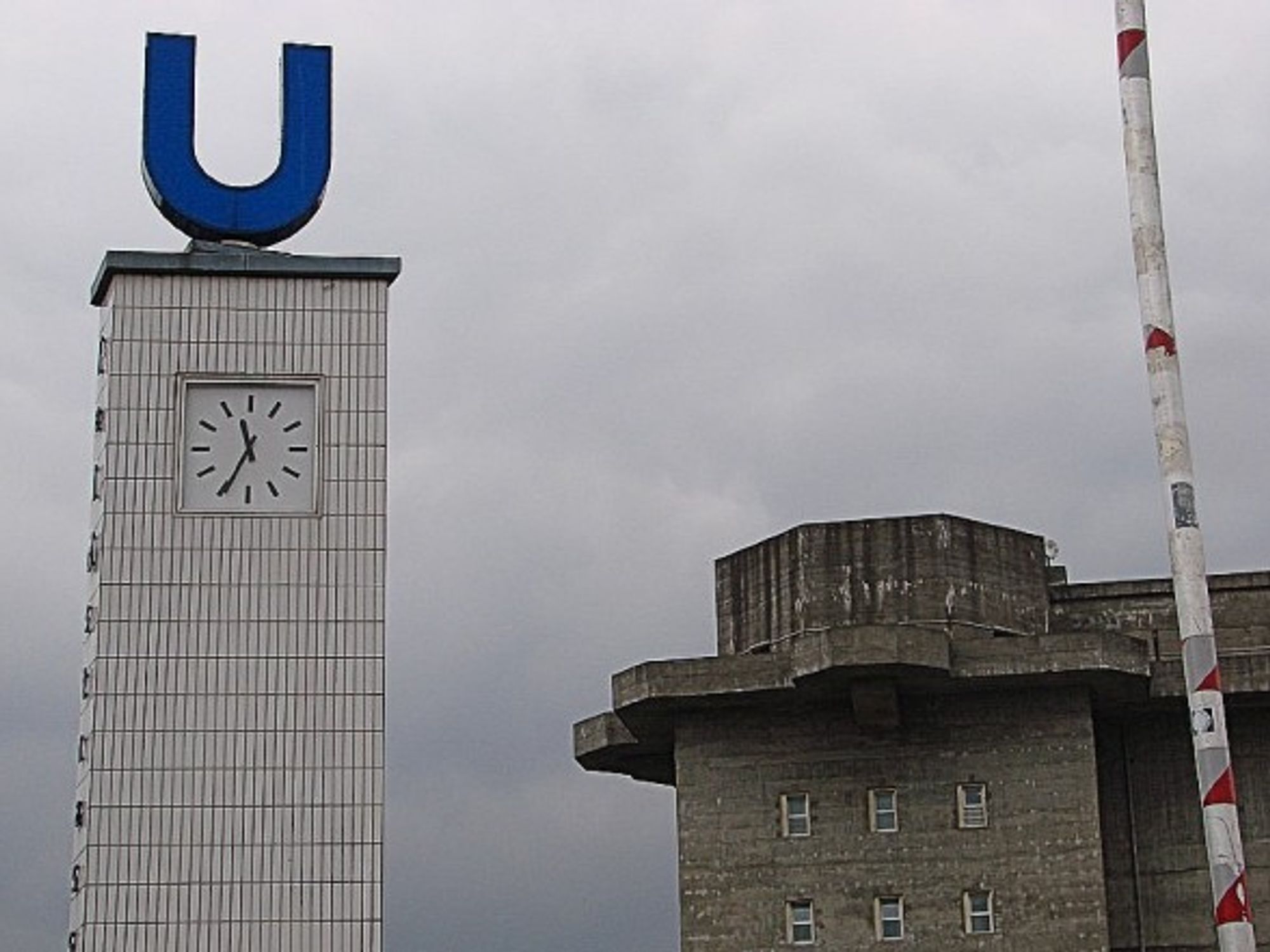 A WWII bunker next to a modern U-Bahn station