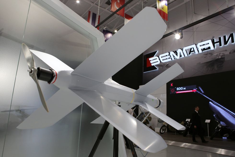 A ZALA Lancet attack drone on display
