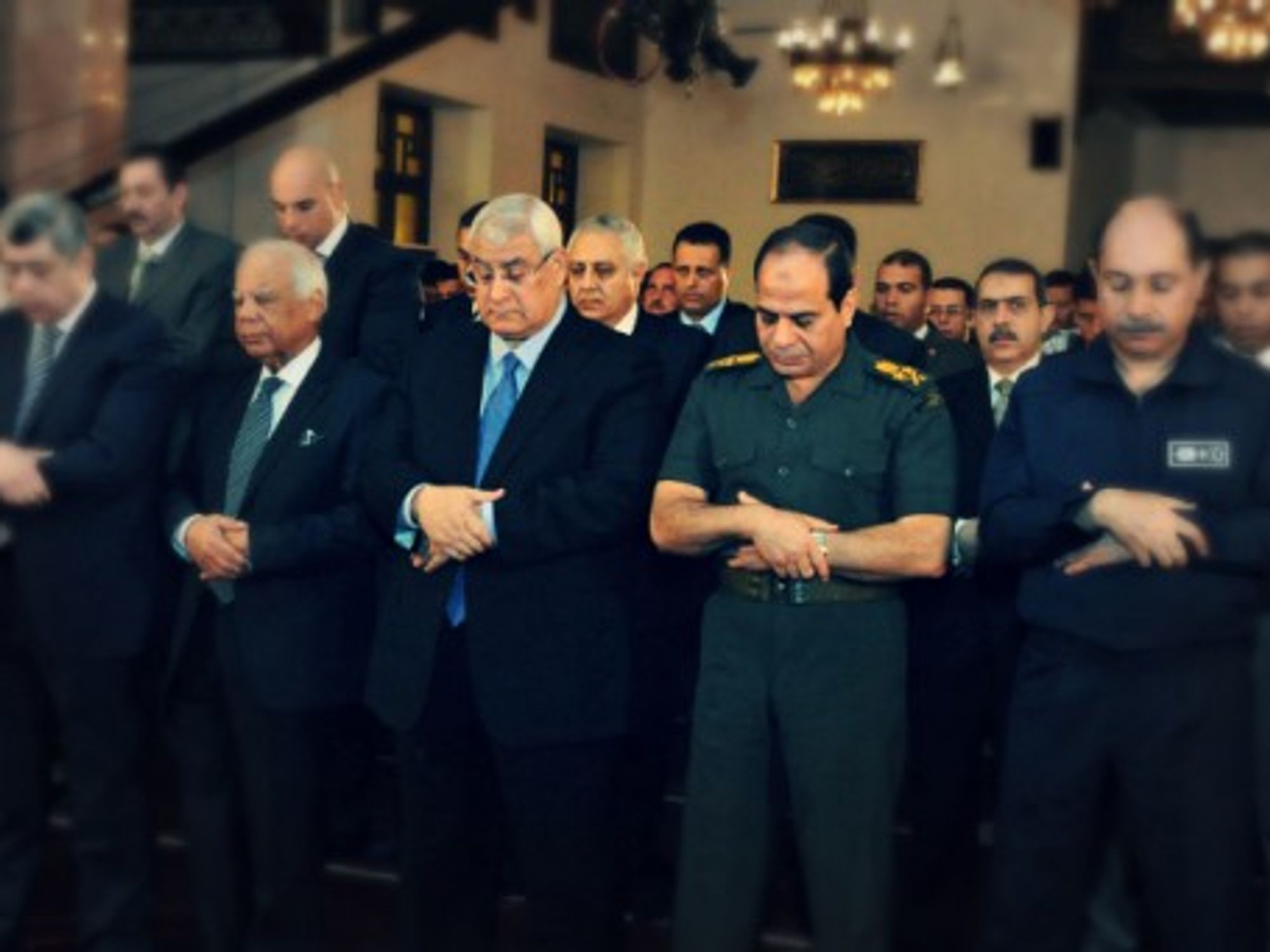 Abdel Fattah al-Sisi praying at a Cairo mosque in October 2013.