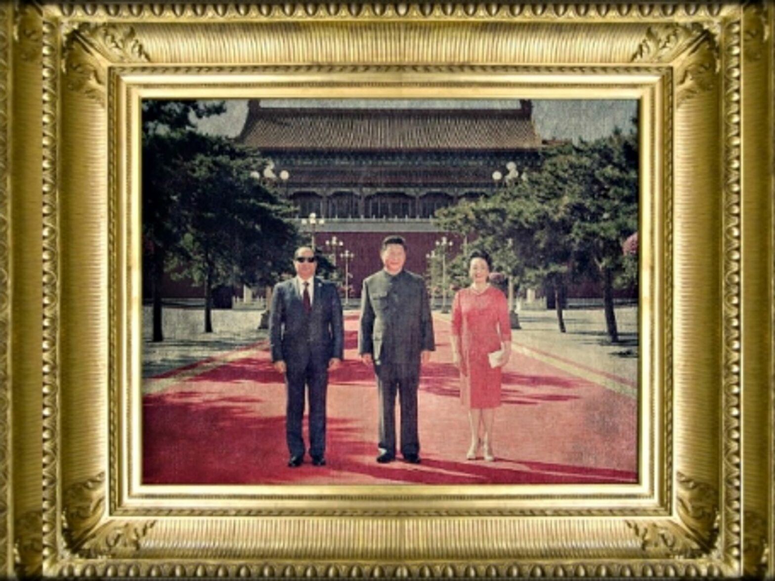 Abdel Fattah al-Sisi, Xi Jinping and his wife Peng Liyuan in Beijing on Sept. 3