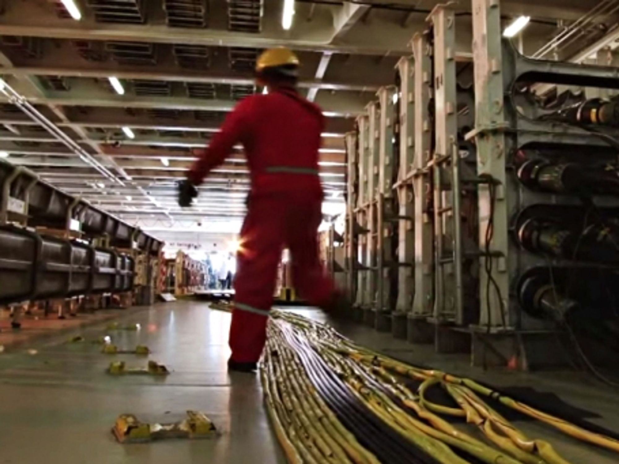 Aboard a submarine cable ship