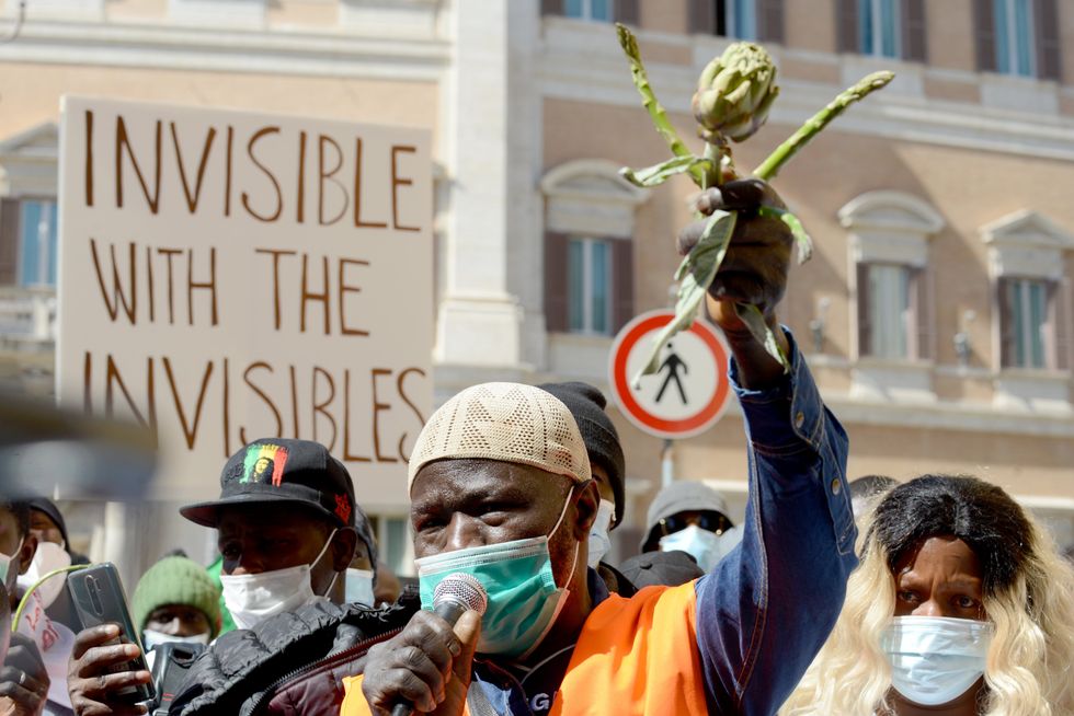 Aboubakar Soumahoro, trade unionist, leader of the Laborers League and of the new political entity ''Invisibili in Movimentio'', in Rome for the ''Strike of the Invisibles'