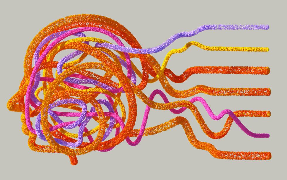 Abstract representation of interconnected emotions and the complexity of love.