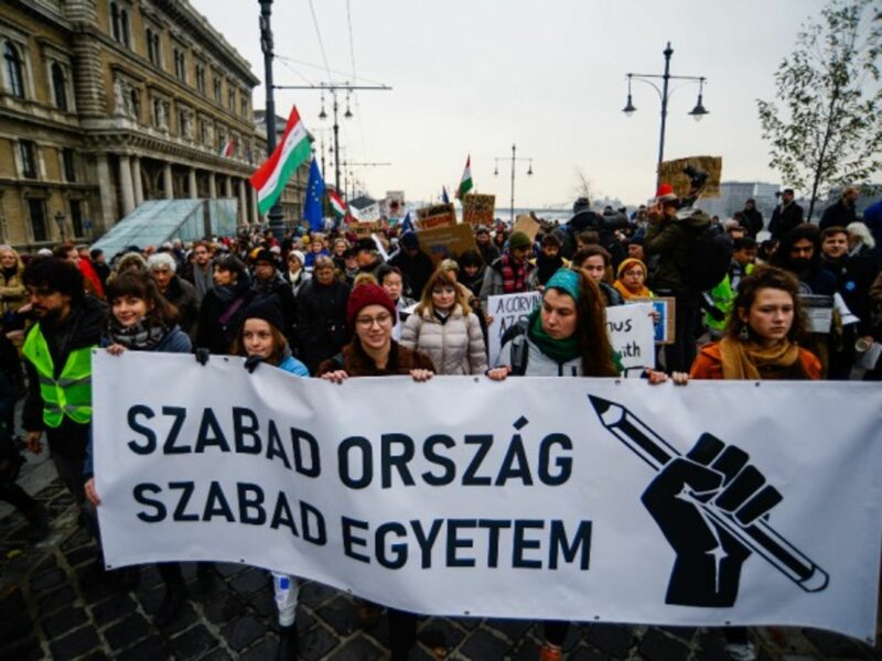 Academic freedom protest in Budapest in 2018