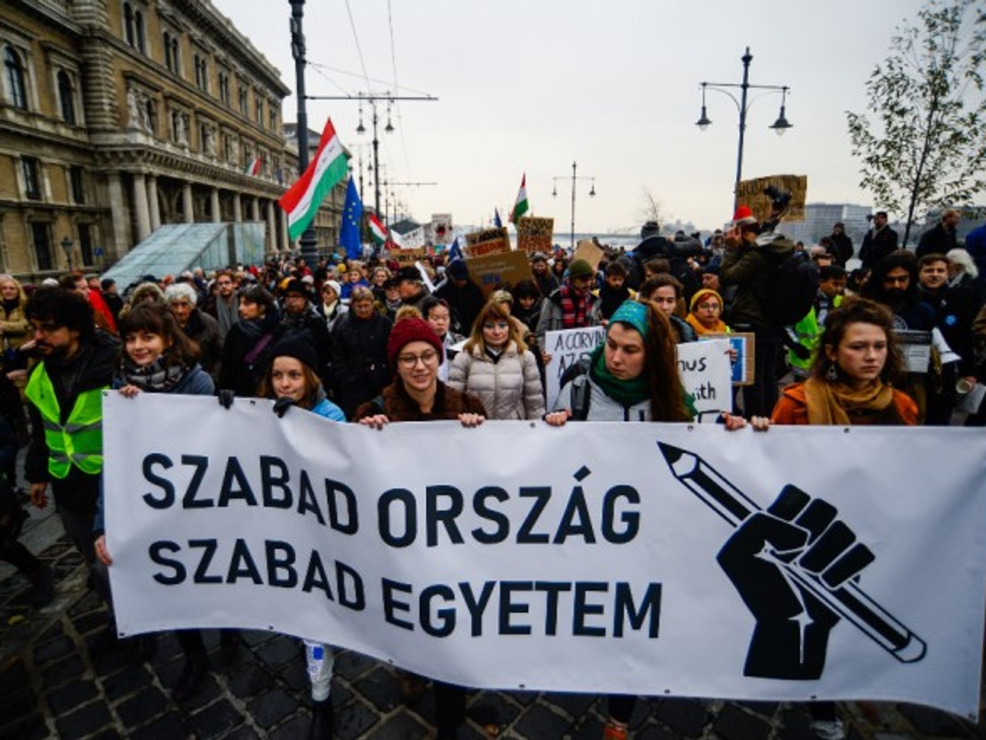 Academic freedom protest in Budapest in 2018