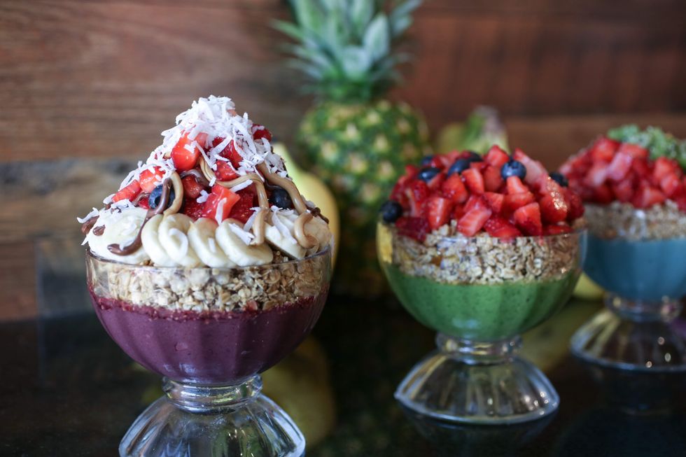 Açaí bowls, a traditional Brazilian fruit dish.