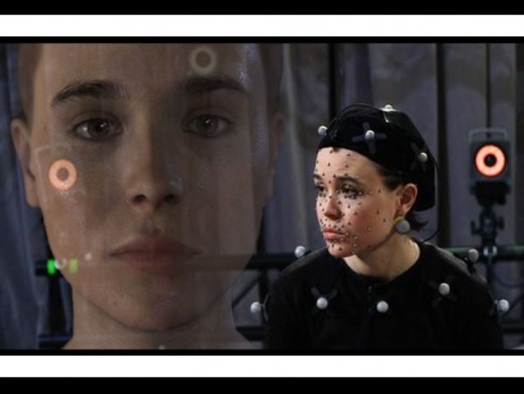 Actress Ellen Page and her digital alter ego in the video game "Beyond: Two Souls"
