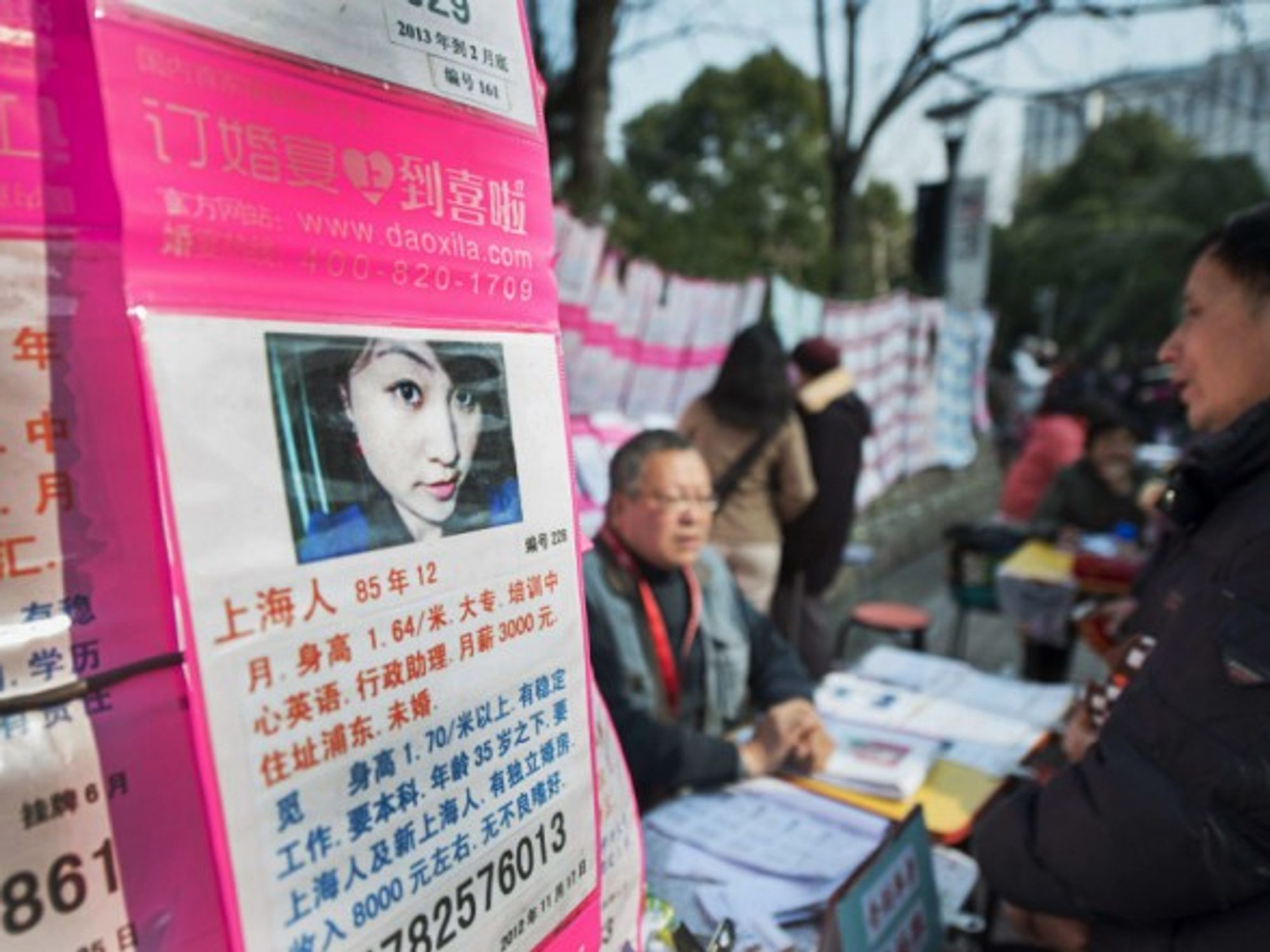 Advertisements at the marriage market in Shanghai's People's Park