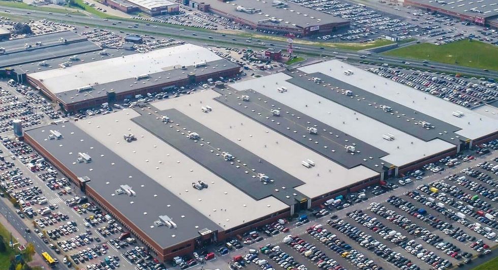 Aerial photo of the gigantic wholesale ​Ptak market in Rzgów, near Łódź