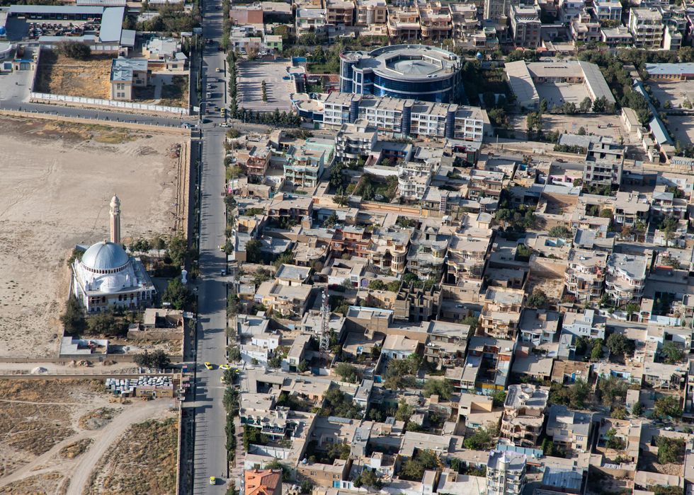 Aerial view of the Afghan city Mazar-i-Sharif