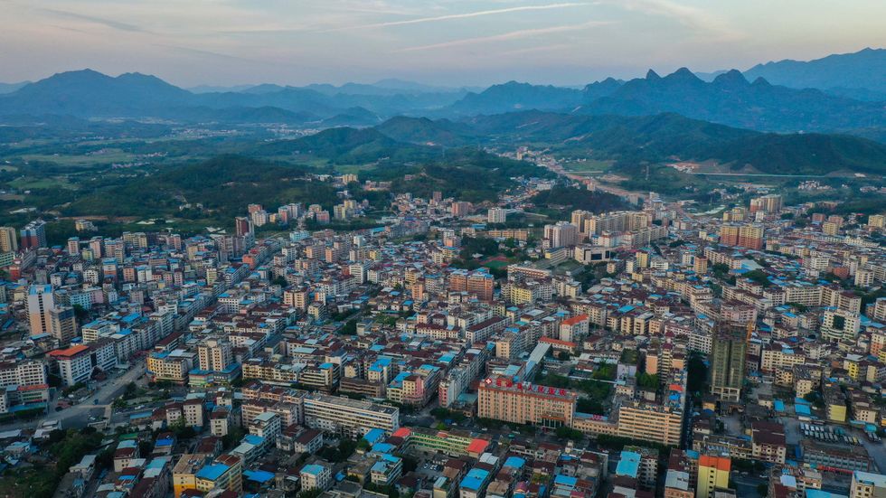 Aerial view of Wengyuan County, Shaoguan.