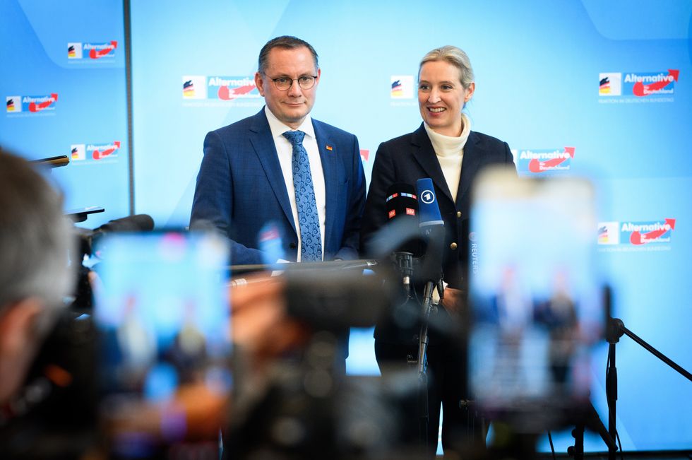 AfD party leaders Alice Weidel and Tino Chrupalla speak at the constituent meeting of the AfD parliamentary group.