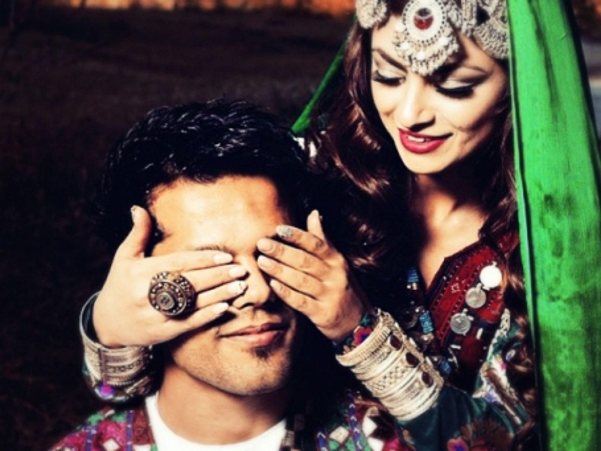 Afghan couple during the Shawe Kheena (Henna Night)