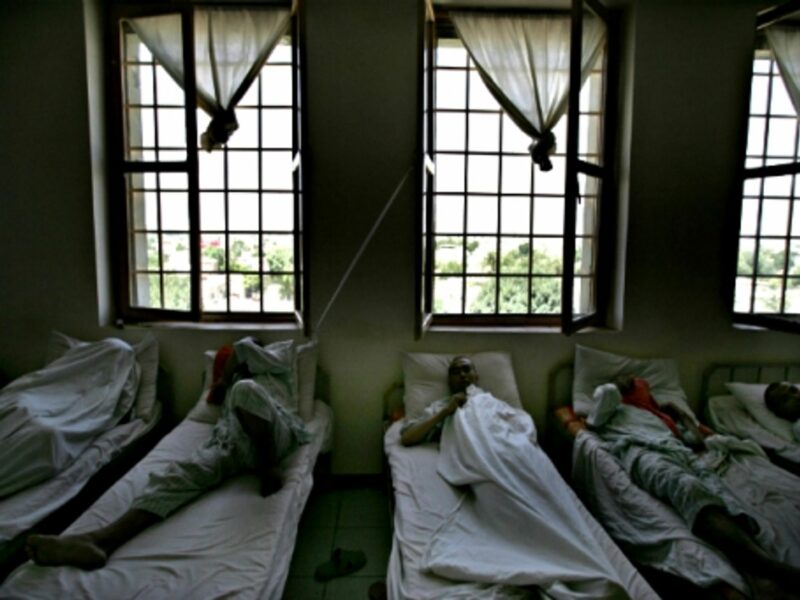 Afghan drug addicts lay on their beds during their treatment at a hospital in the capital in 2012.