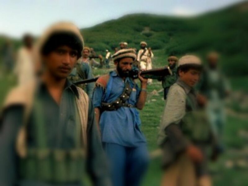 Afghan Mujahideen near the Pakistan border, 1985