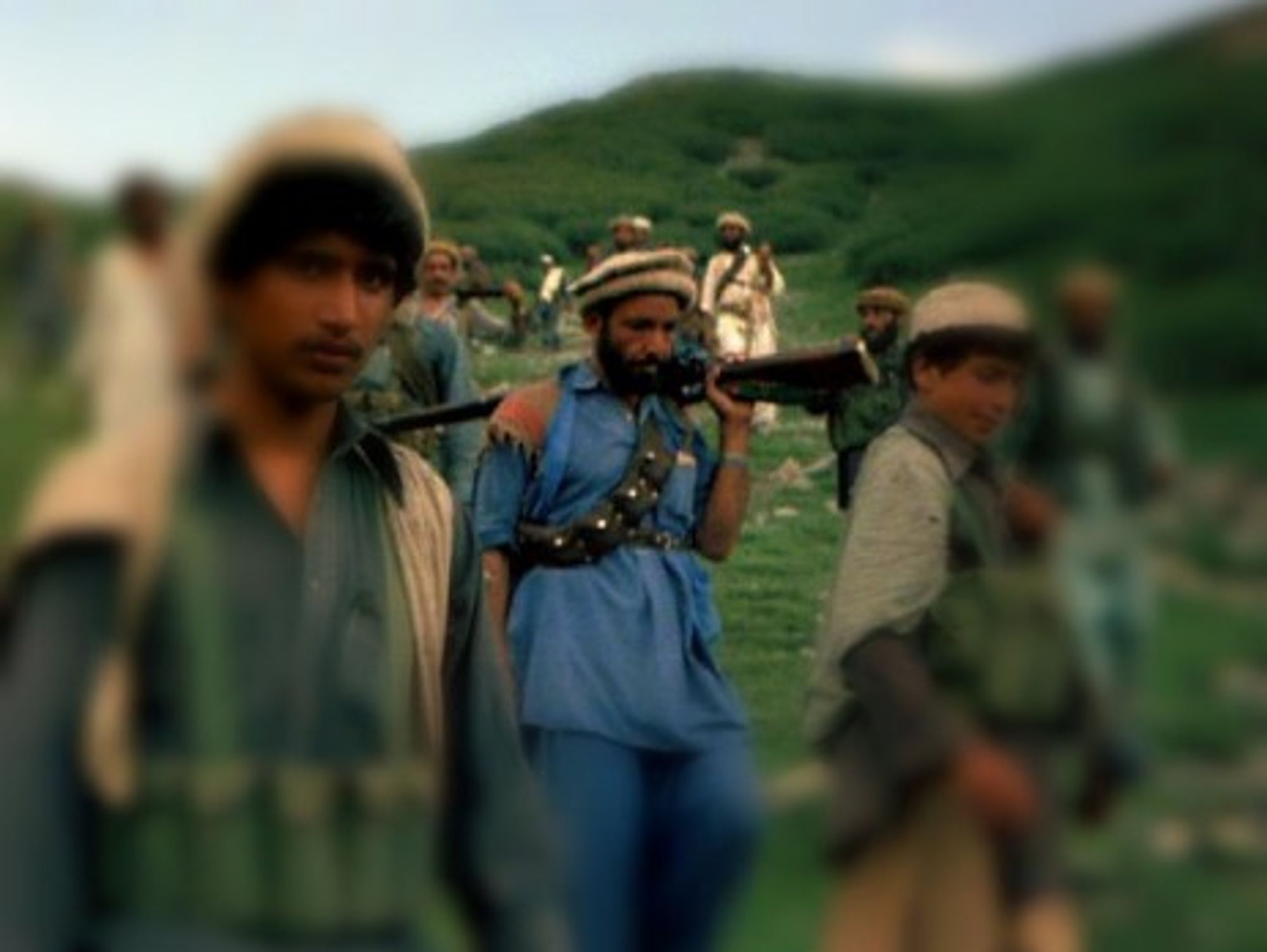 Afghan Mujahideen near the Pakistan border, 1985