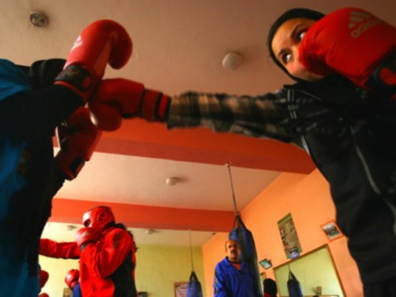 Afghan women in a boxing club in Kabul