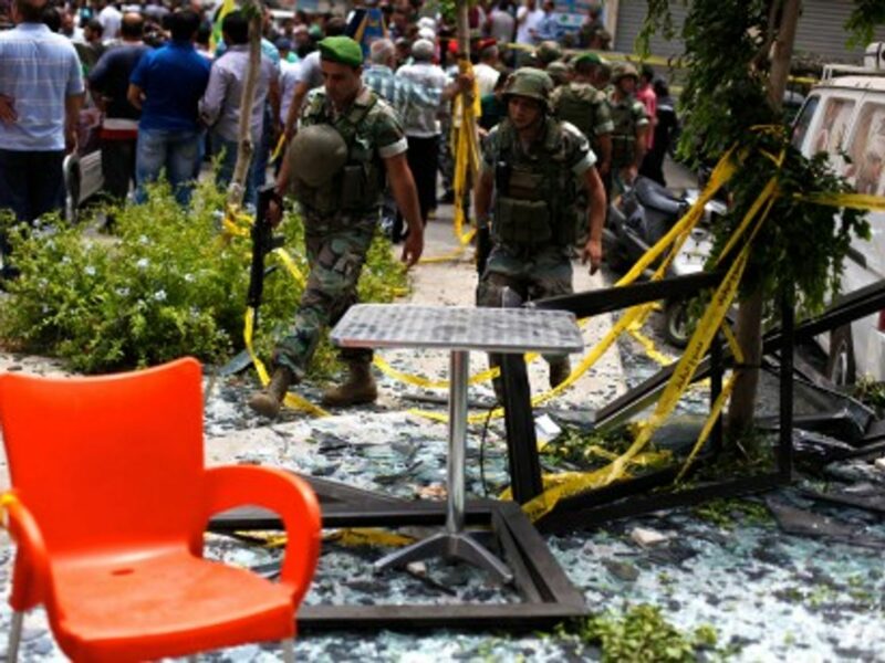 Aftermath of a car bomb in Beirut on July 2013