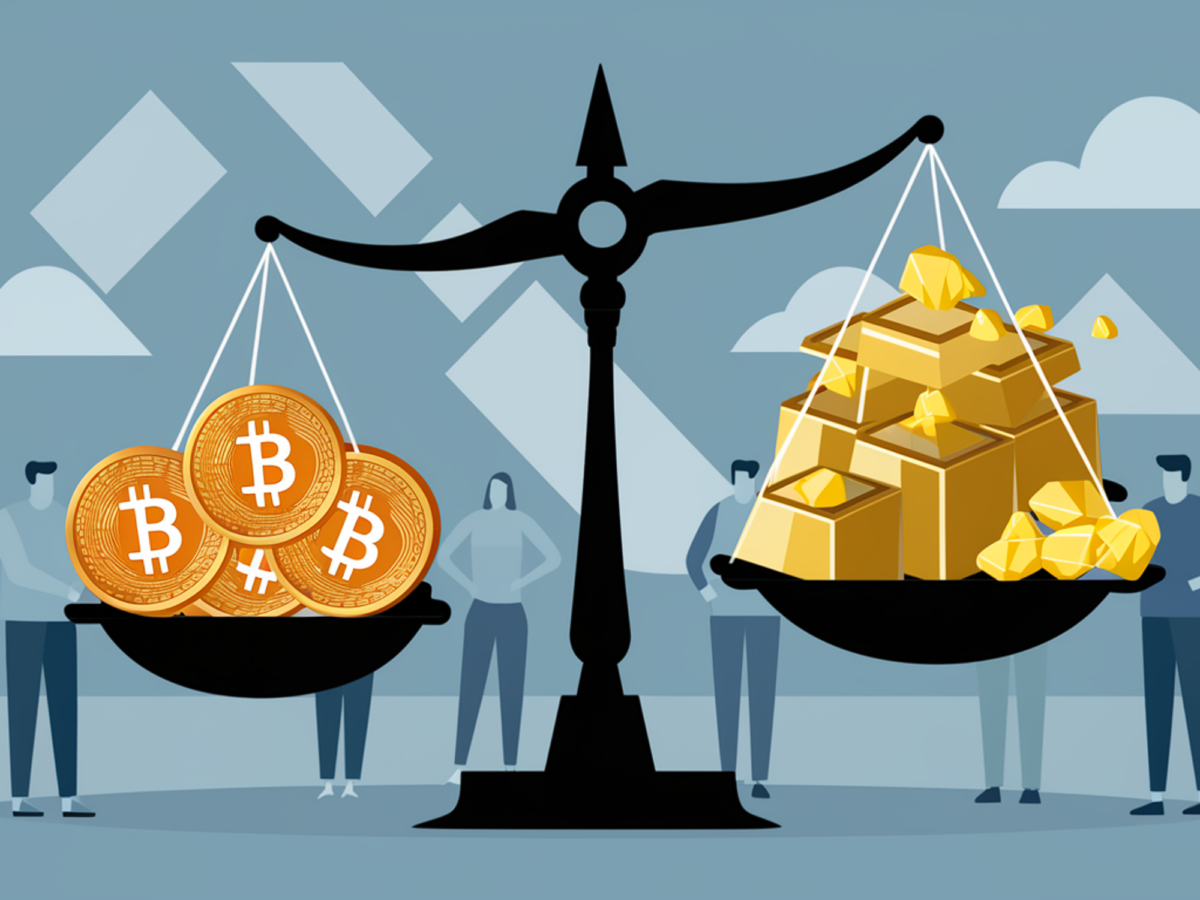 AI generated picture of bitcoin VS gold