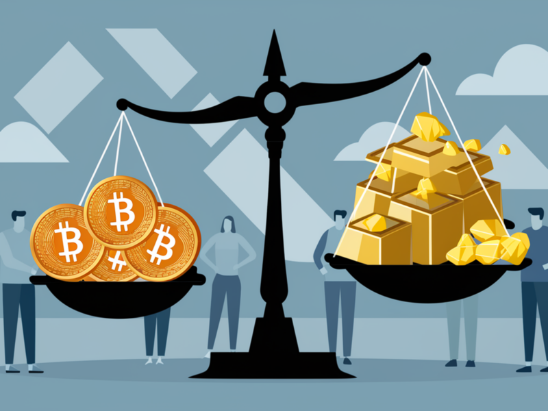 AI generated picture of bitcoin VS gold
